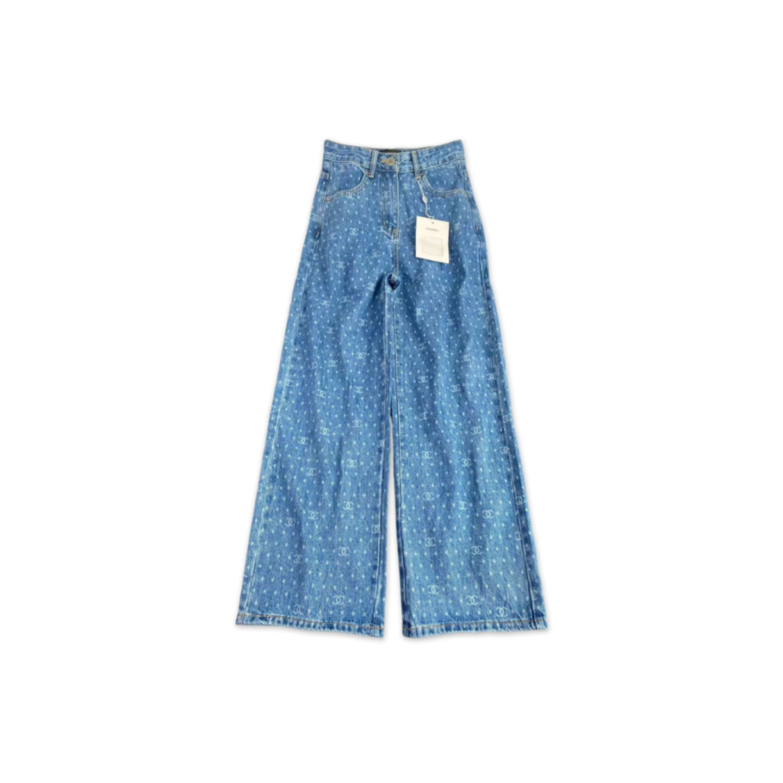 Ch**el cc print wide-leg jeans p74501